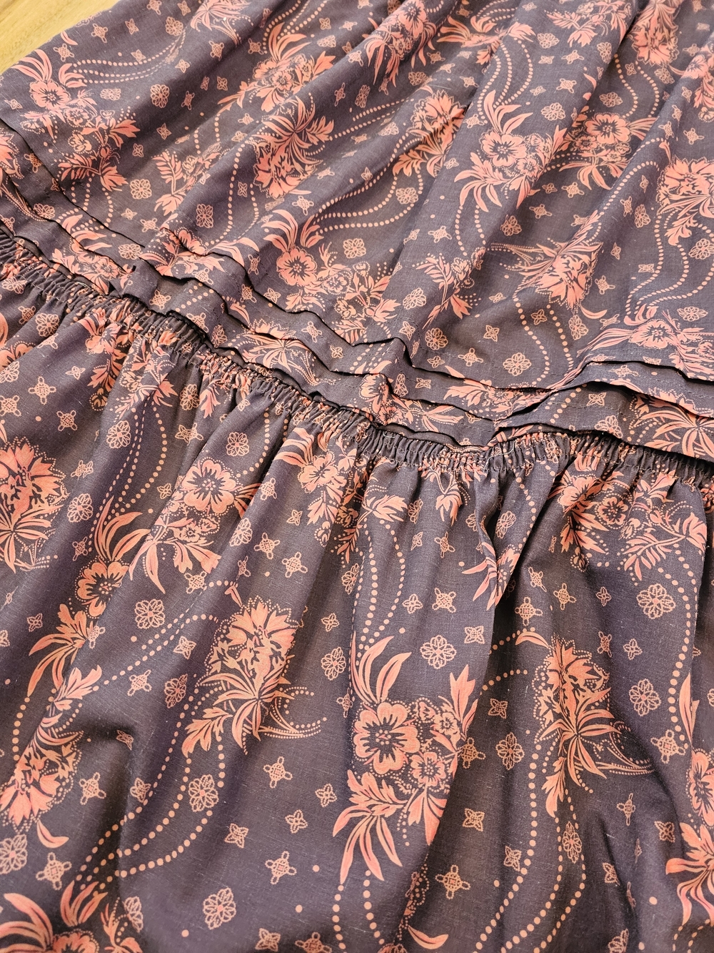Boho Floral V-Neck Long Sleeve Maxi Dress in Plum and Coral - Picture 7 of 13